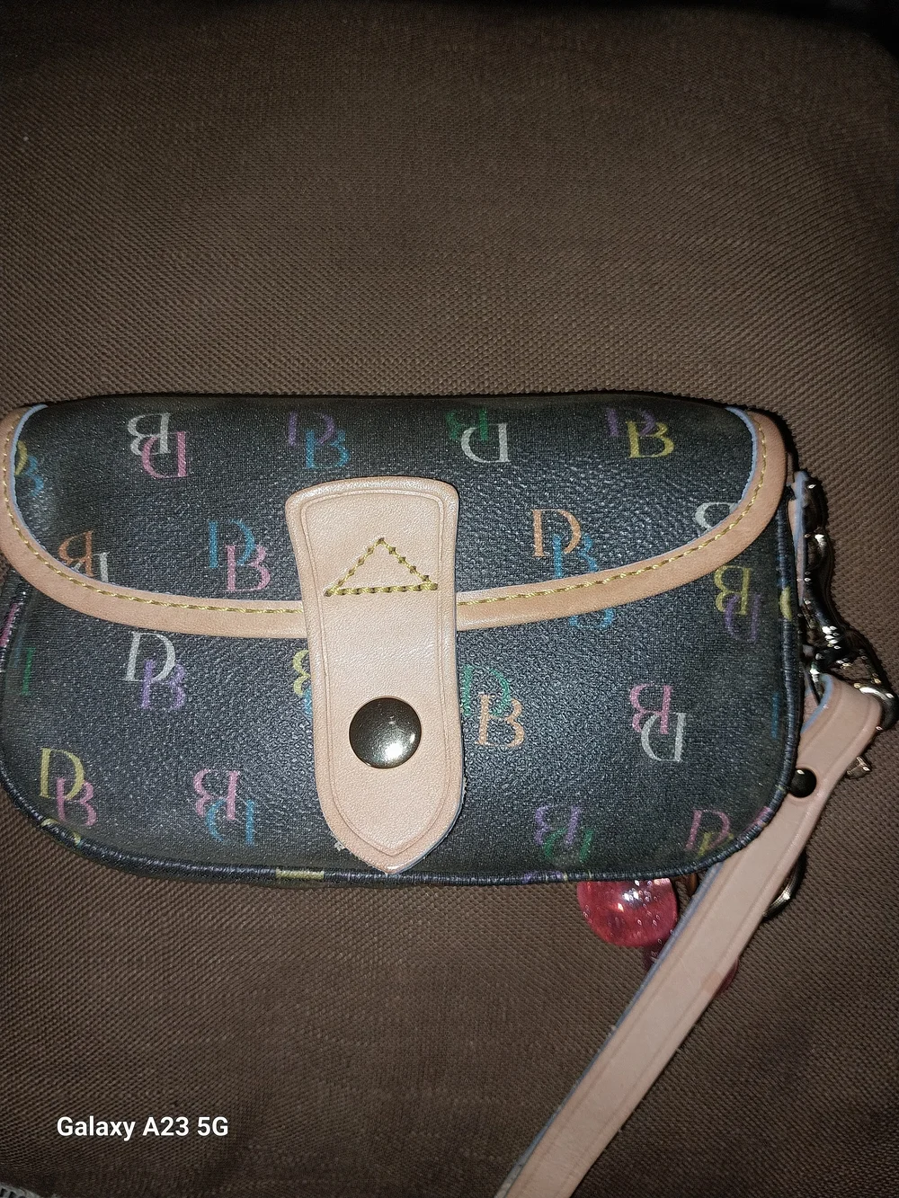 Vintage Dooney & Bourke Colorful Monogram Crossbody Wallet/ Clutch/Wristlet